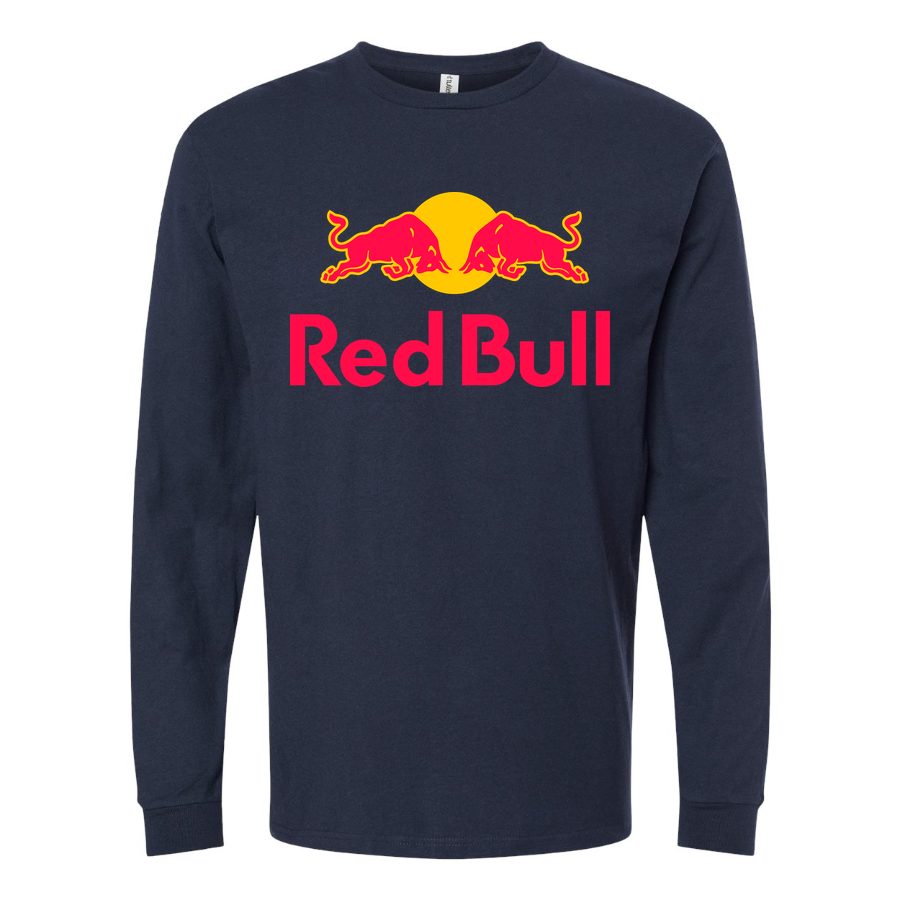 Men's Red-Bull-logo Long sleeves Cotton Blend T-Shirt - Navy