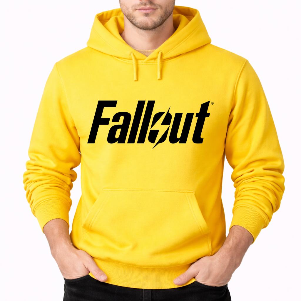 Men's Fallout Black Pullover Hoodie - Yellow