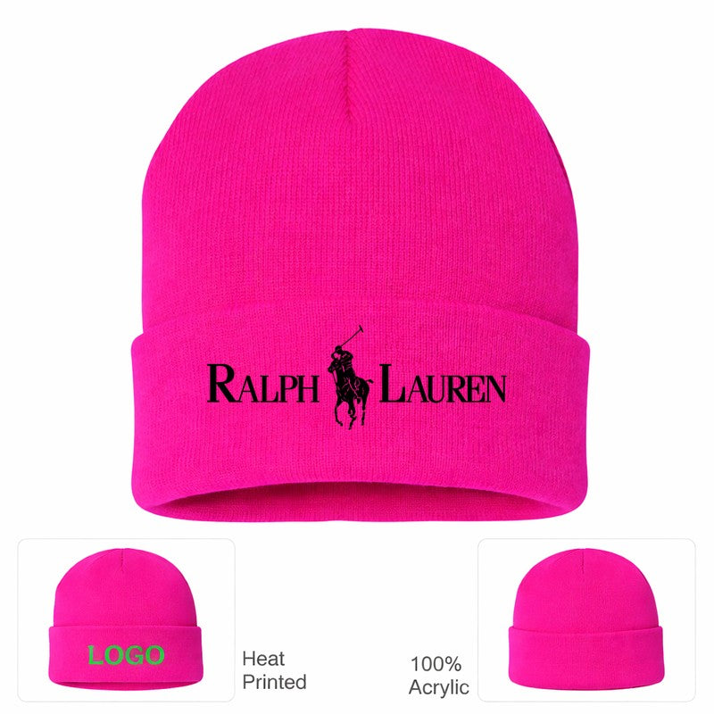 Polo Ralph Lauren Black Logo Beanie Hat - Hot Pink