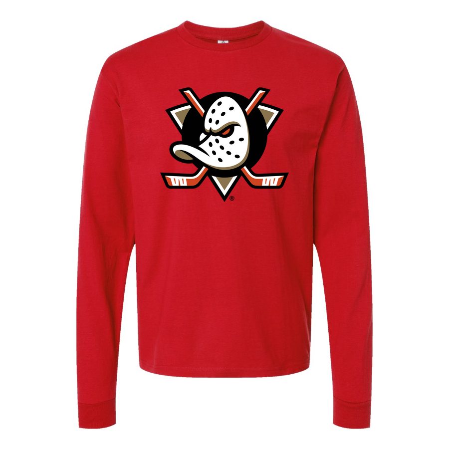 Men's Anaheim Ducks Long sleeves Cotton Blend T-Shirt - Red