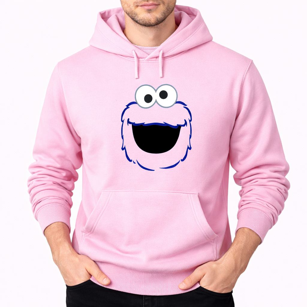 Men's Cookie Monster Pullover Hoodie - Pink