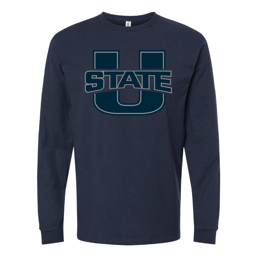 Men's Utah State Aggies Logo Long sleeves Cotton Blend T-Shirt - Navy