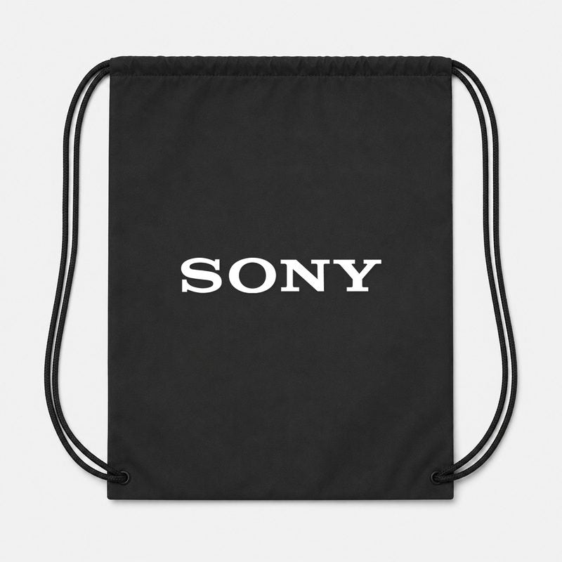 Sony White Drawstring Bag - Black