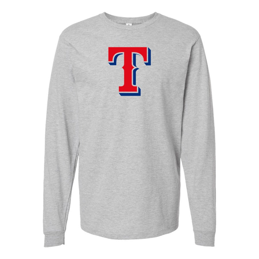 Men's Texas Rangers Long sleeves Cotton Blend T-Shirt - Gray