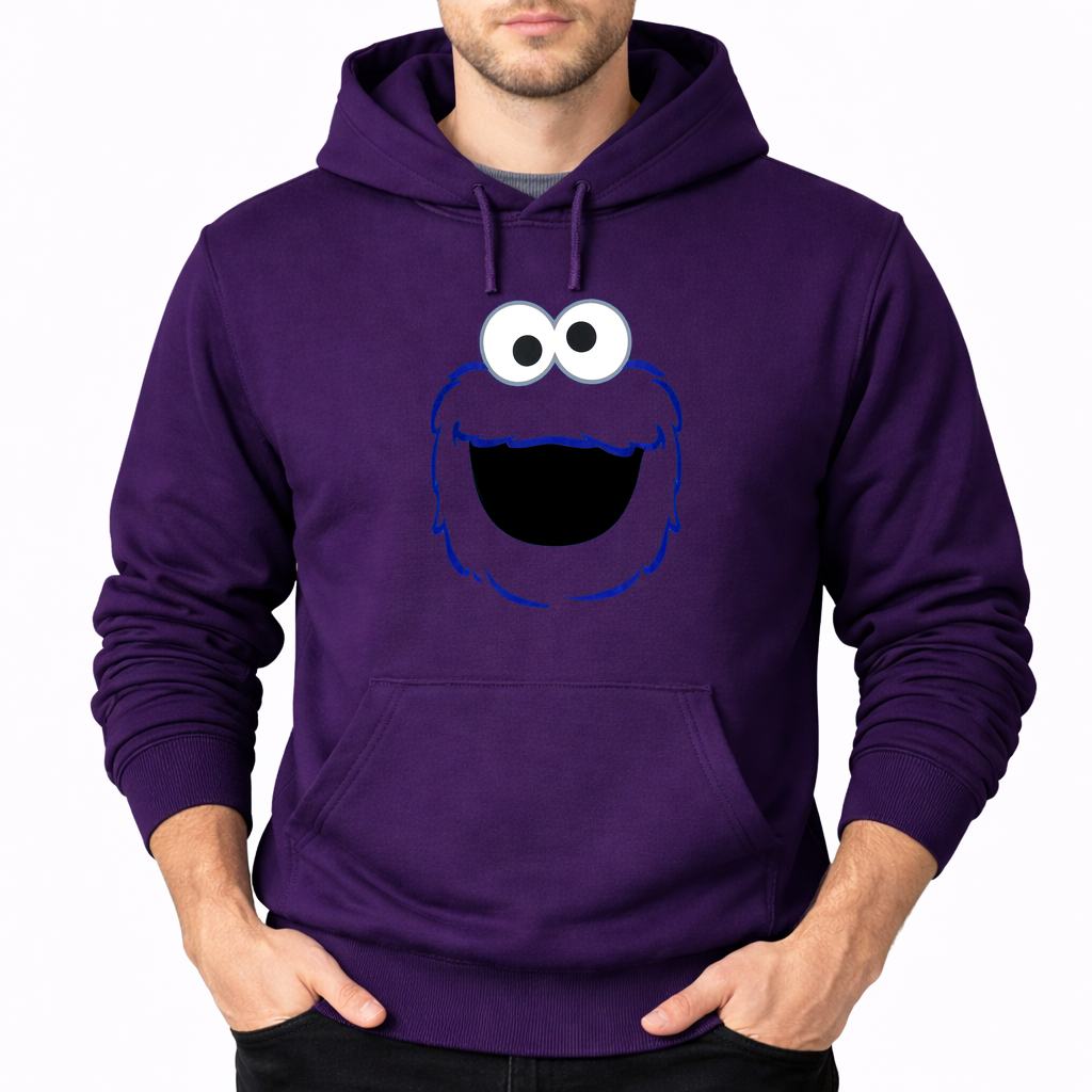 Men's Cookie Monster Pullover Hoodie - Purple