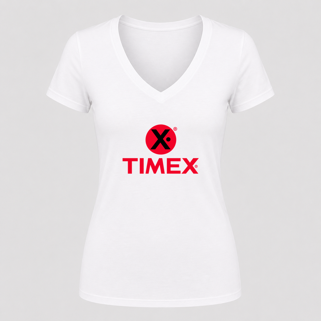 Women's Timex V Neck T-Shirt in white