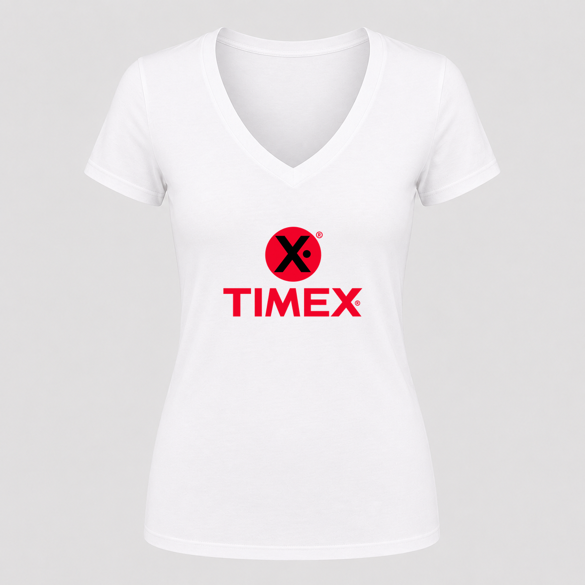 Women's Timex V Neck T-Shirt in white