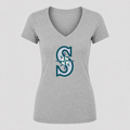 Women's Seattle Mariners V Neck T-Shirt in gray