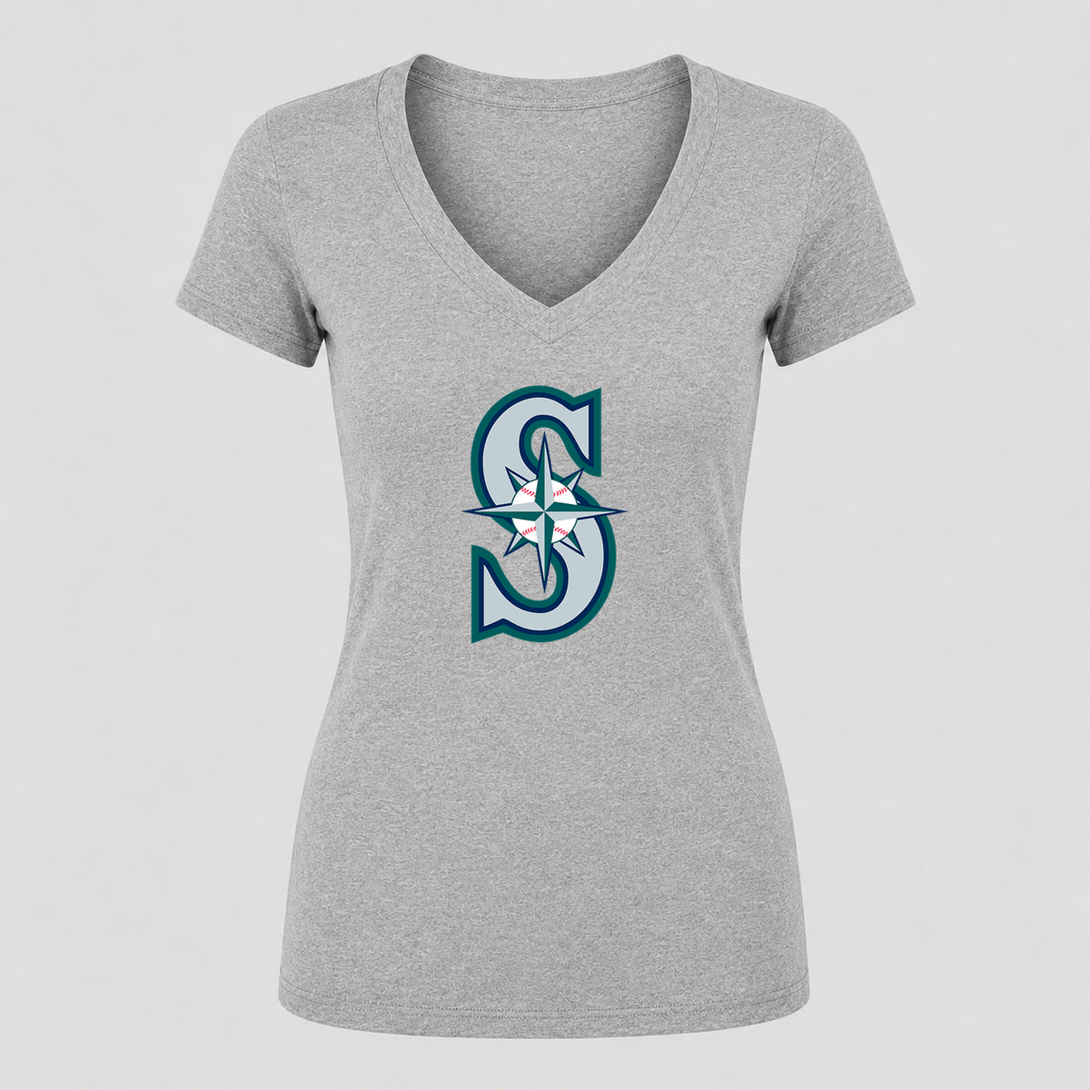 Women's Seattle Mariners V Neck T-Shirt in gray