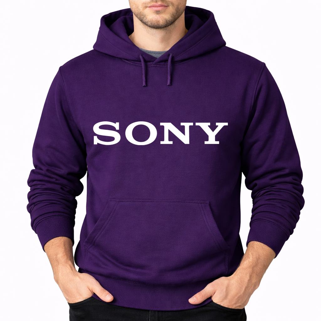 Men's Sony White Pullover Hoodie - Purple