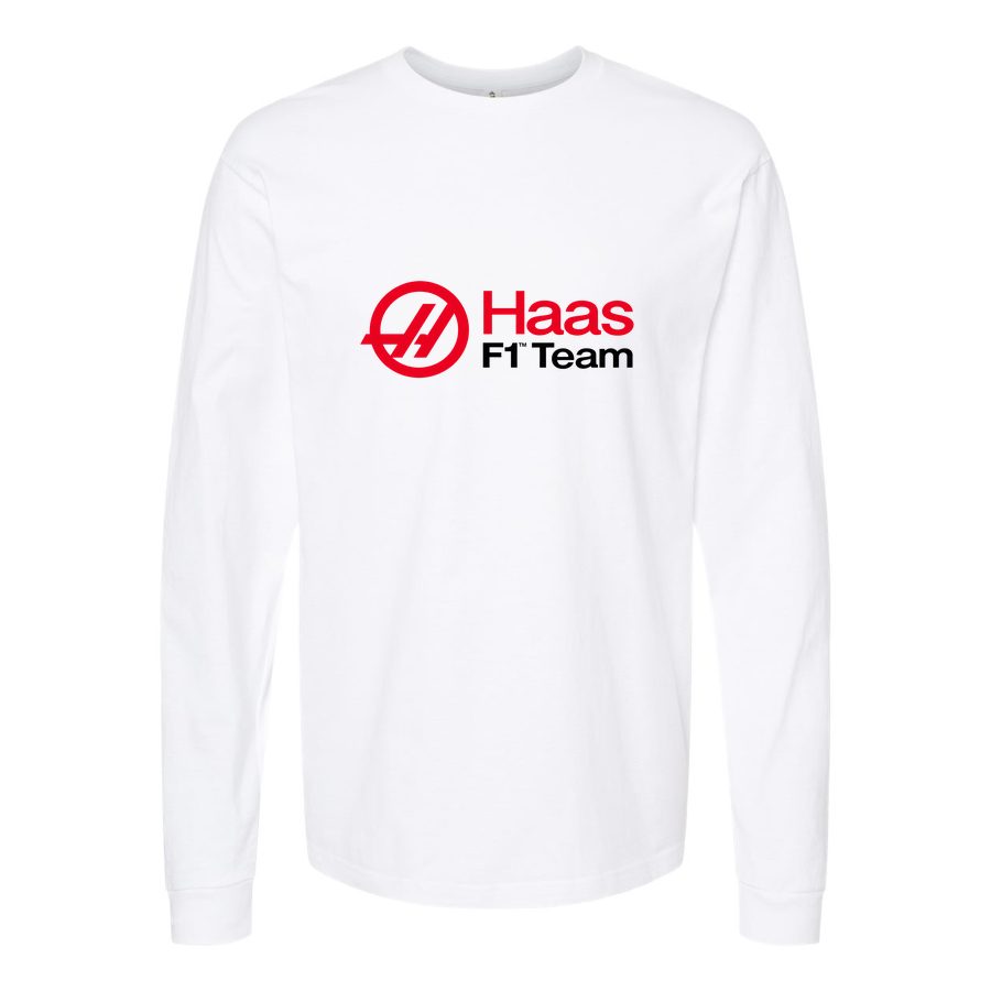 Men's Haas F1 Team Long sleeves Cotton Blend T-Shirt - White