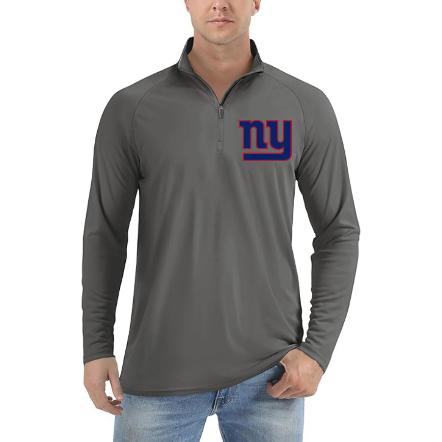 New York Giants quarter-zip athletic shirt in Dark Gray