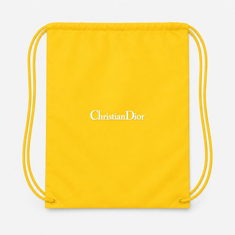 Dior White Alternate Drawstring Bag - Yellow