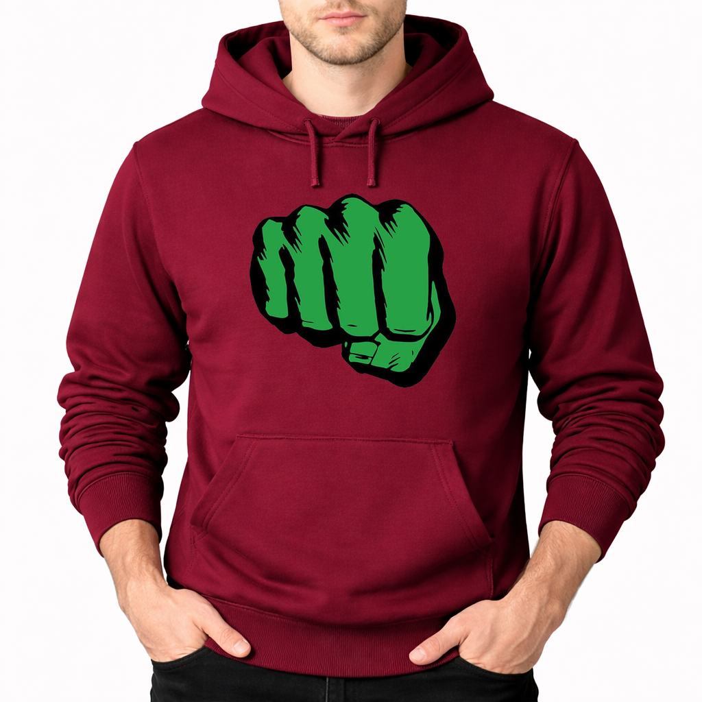 Men's Hulk Punch Pullover Hoodie - Burgundy