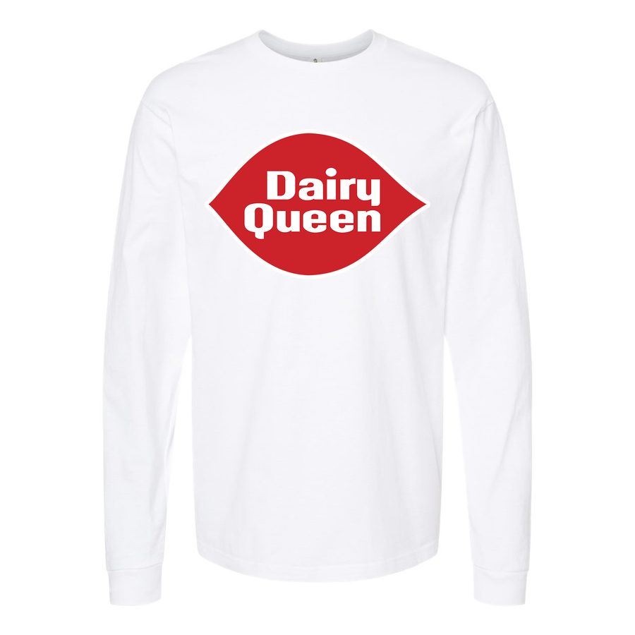 Men's dairy-queen-logo-png-transparent Long sleeves Cotton Blend T-Shirt - White