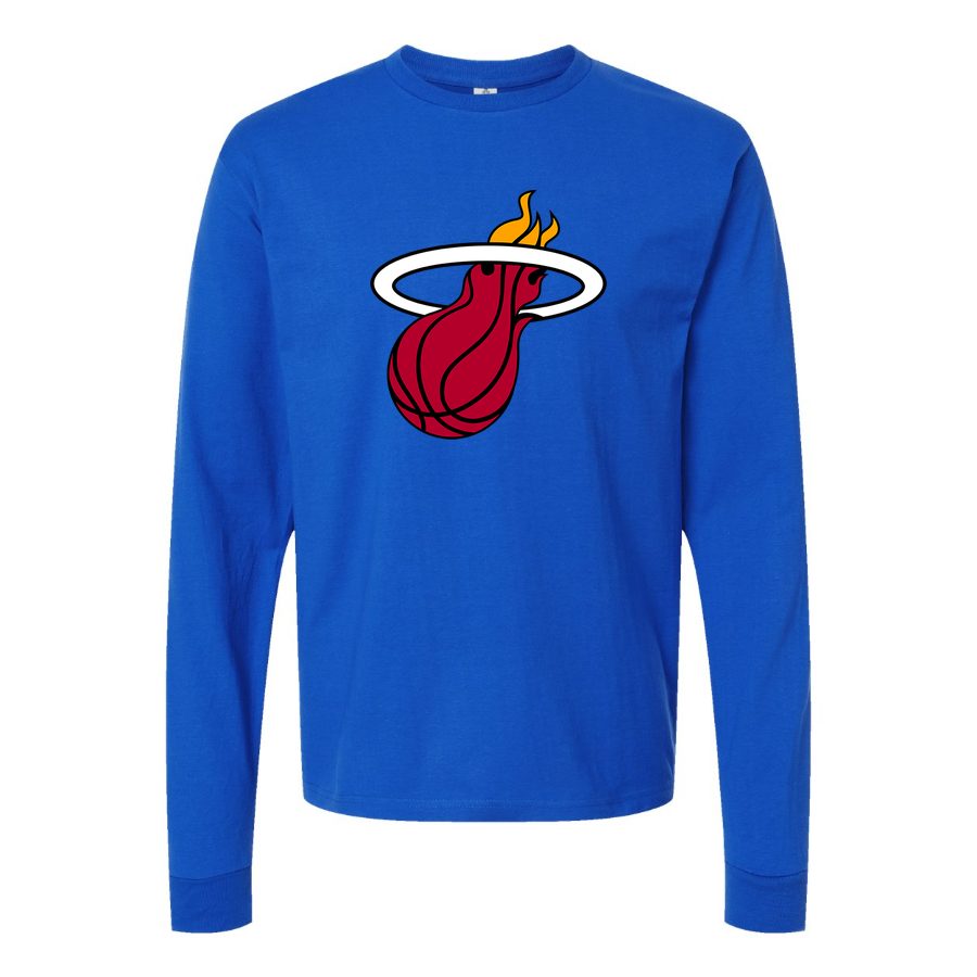 Men's Miami Heat Long sleeves Cotton Blend T-Shirt - Blue