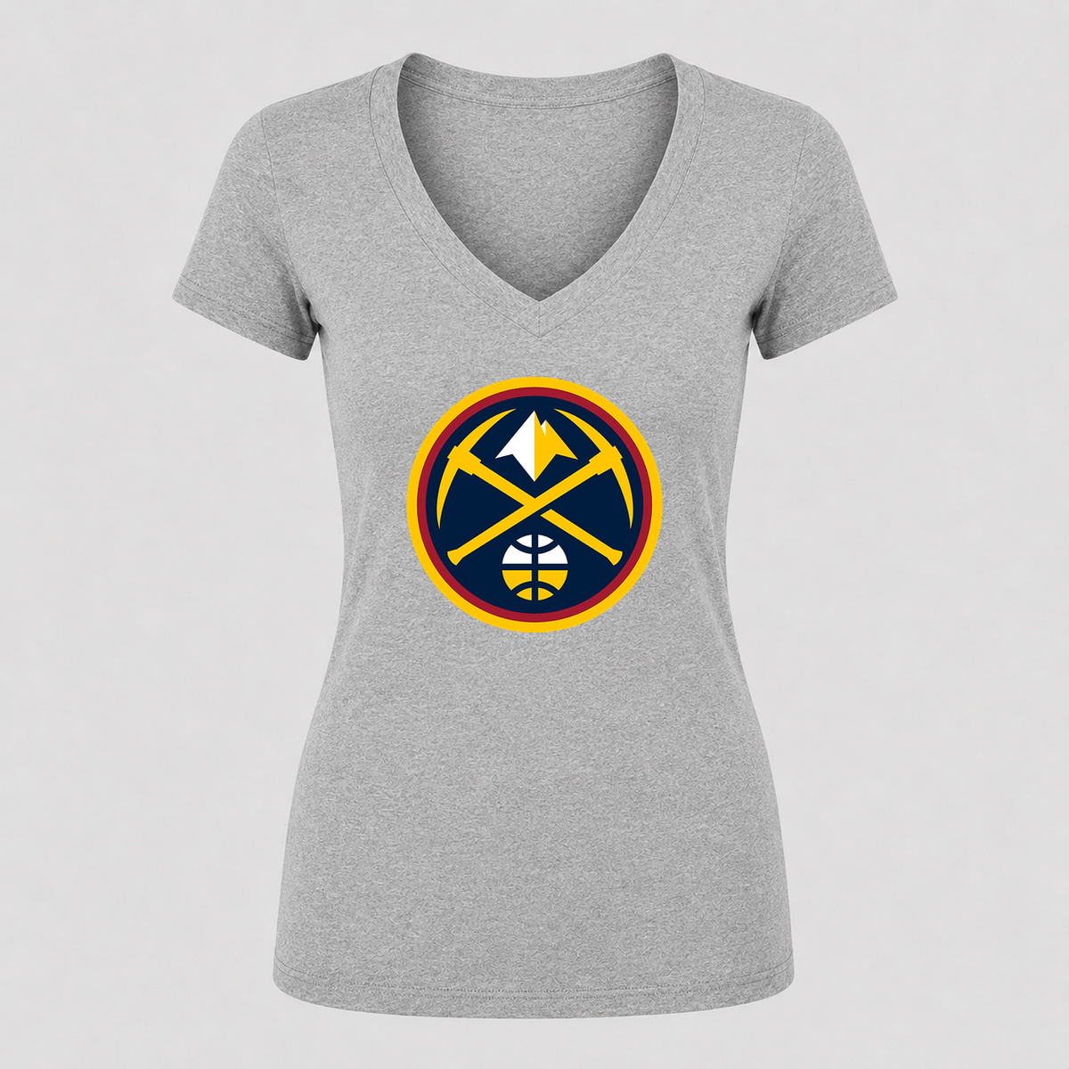 Women's Denver Nuggets V Neck T-Shirt in gray