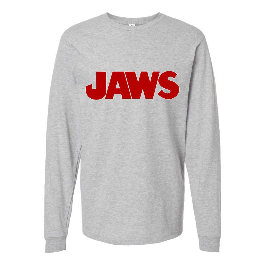 Men's Jaws logo PNG3 Long sleeves Cotton Blend T-Shirt - Gray
