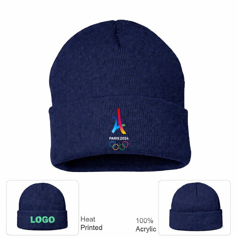 Paris 2024 White Logo Navy Beanie Hat