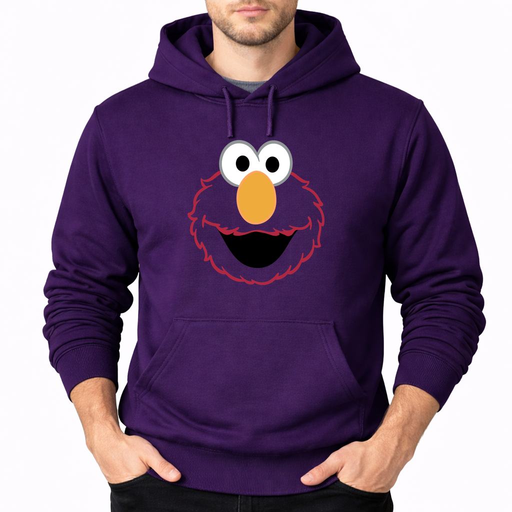 Men's Elmo Face Pullover Hoodie - Purple