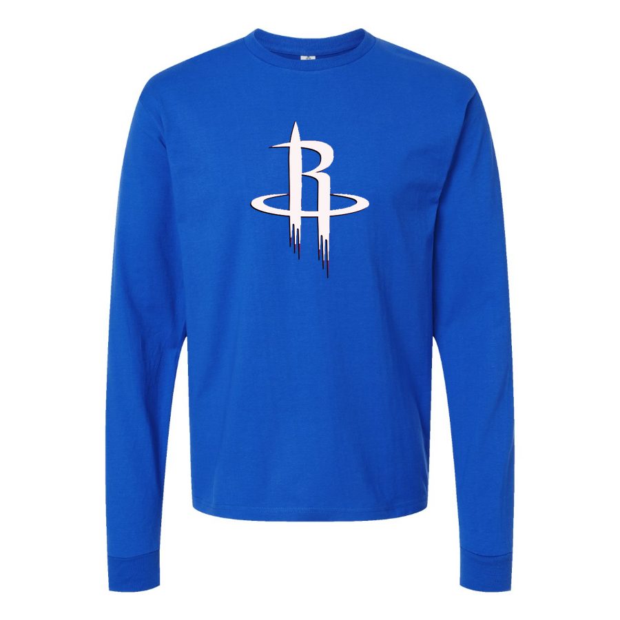 Men's army greeoustonrocksn Long sleeves Cotton Blend T-Shirt - Blue