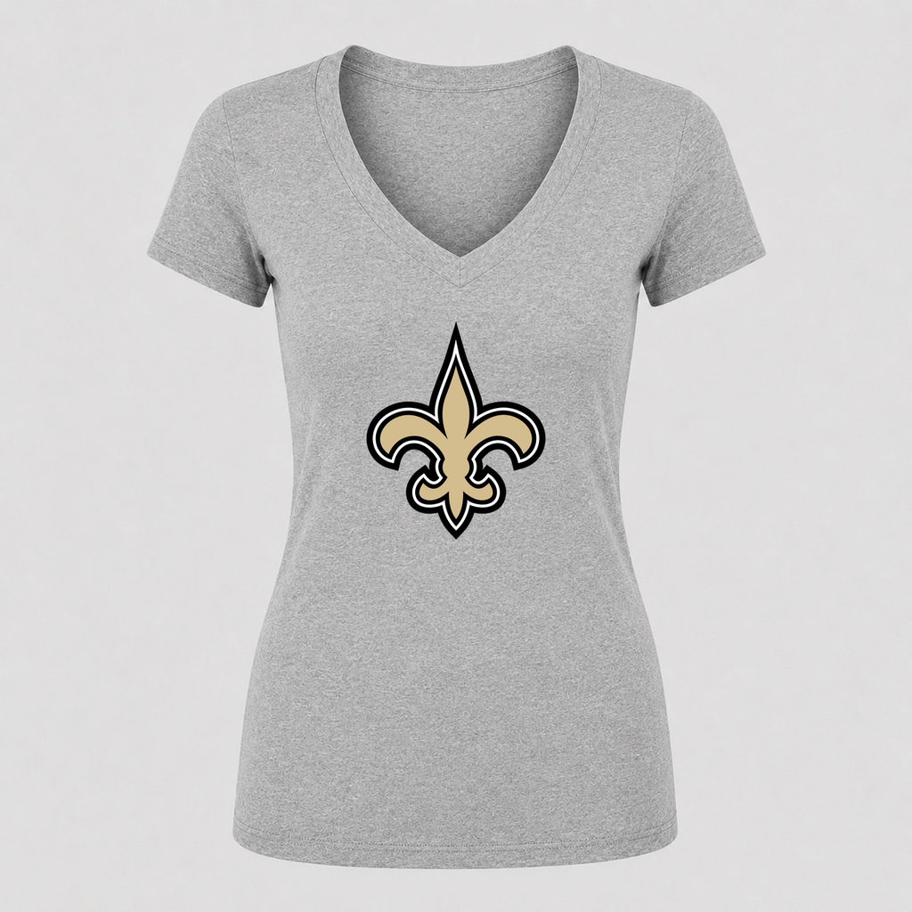 Women's New Orleans Saints V Neck T-Shirt in gray