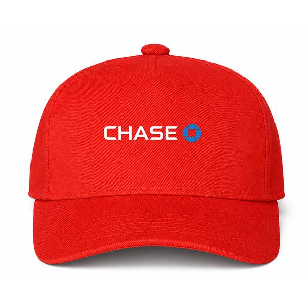 Chase Bank White Logo Red Dad Baseball Cap Hat