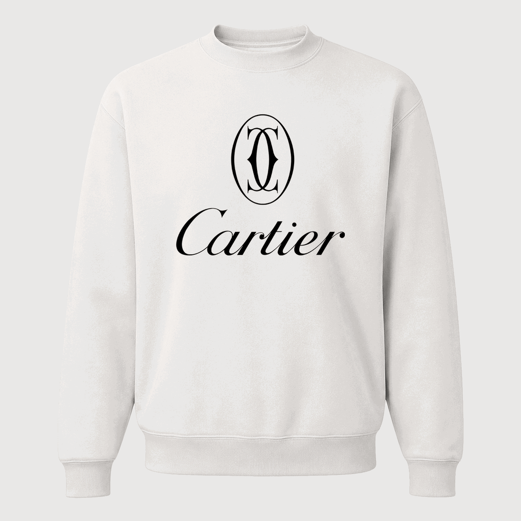 Men's Cartier Black Logo Crewneck Sweatshirt - White