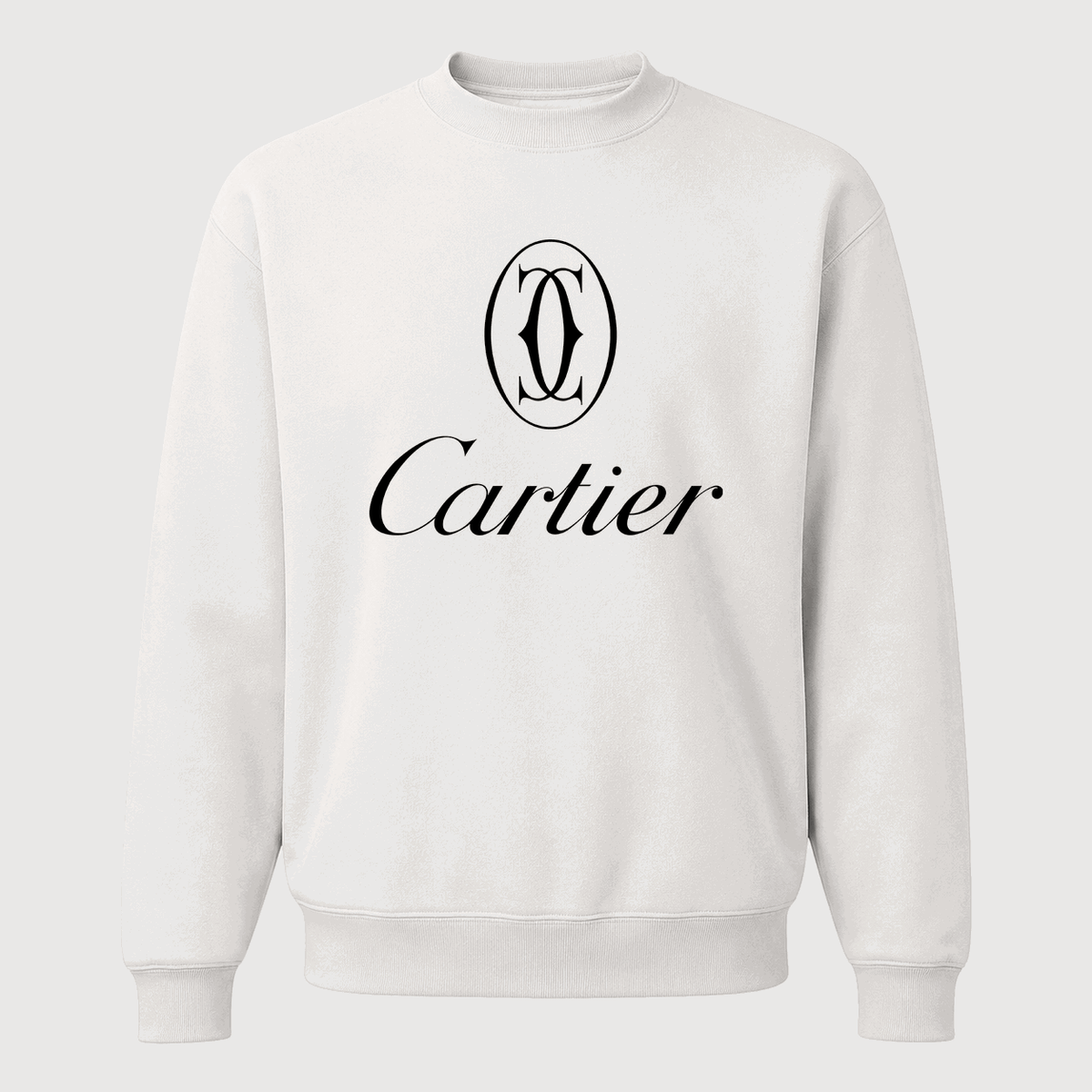 Men's Cartier Black Logo Crewneck Sweatshirt - White