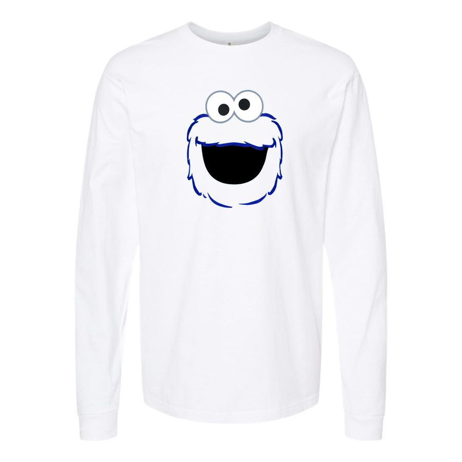 Men's Cookie Monster Long sleeves Cotton Blend T-Shirt - White