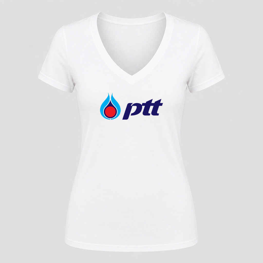 Women's PTT V Neck T-Shirt in white