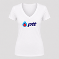 Women's PTT V Neck T-Shirt in white