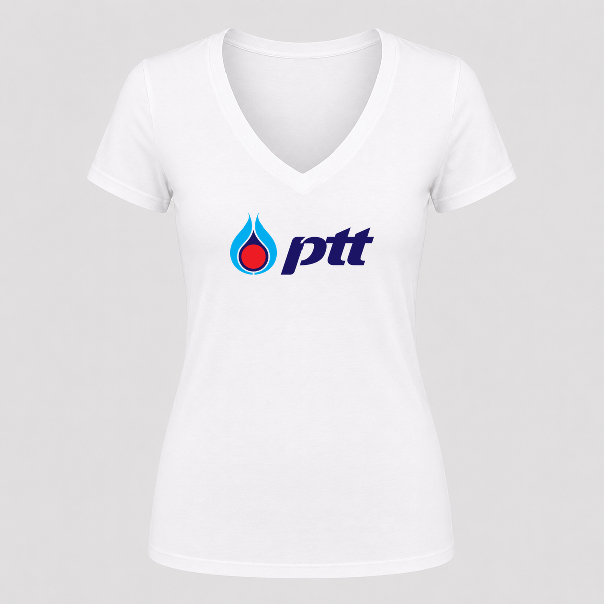 Women's PTT V Neck T-Shirt in white