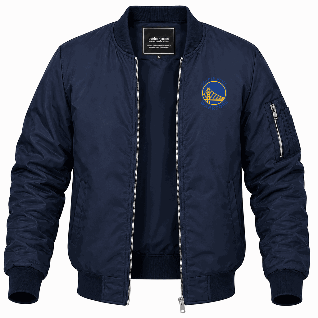 Men's Golden State Warriors logo Blue Lightweight Bomber Jacket - Navy