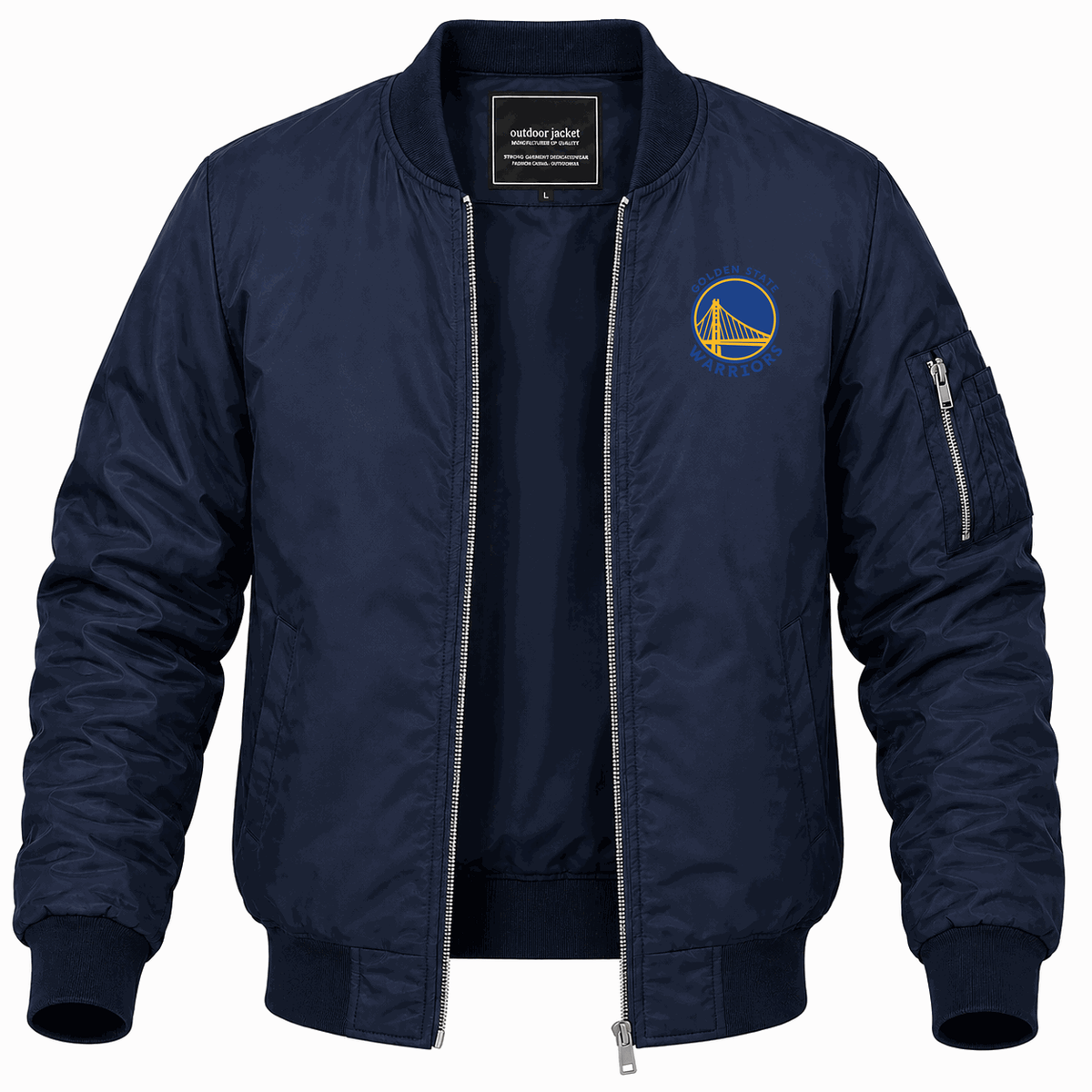 Men's Golden State Warriors logo Blue Lightweight Bomber Jacket - Navy