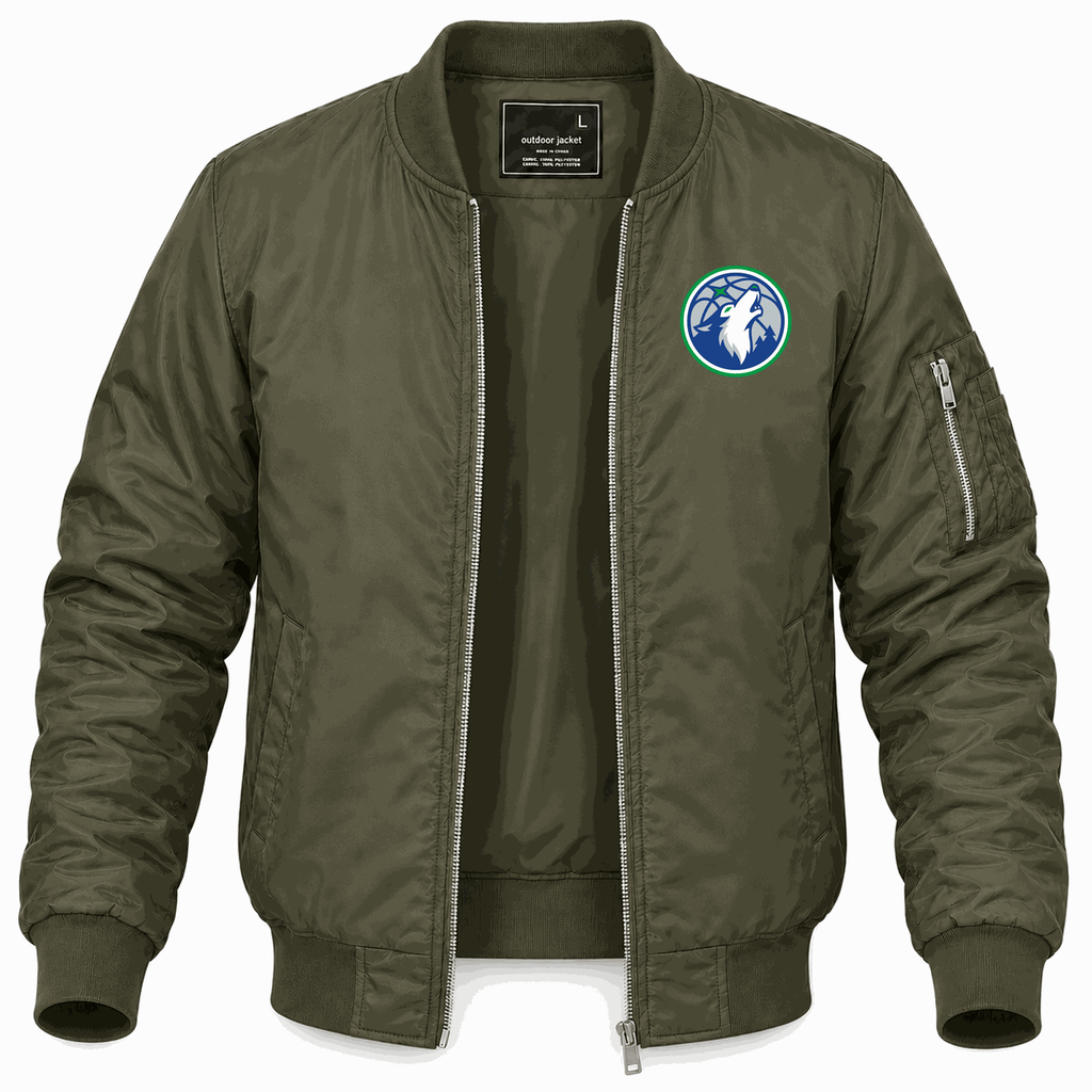 Men's Minnesota Timberwolves Lightweight Bomber Jacket - Army Green