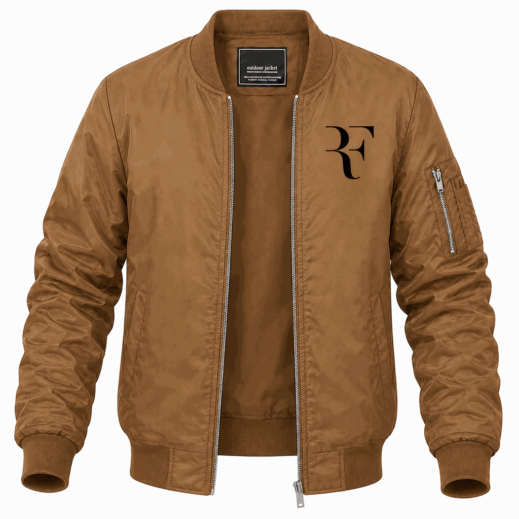 Men's Roger Federer logo black Lightweight Bomber Jacket - Brown