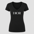 Women's Dior White Alternate Design V Neck T-Shirt in black