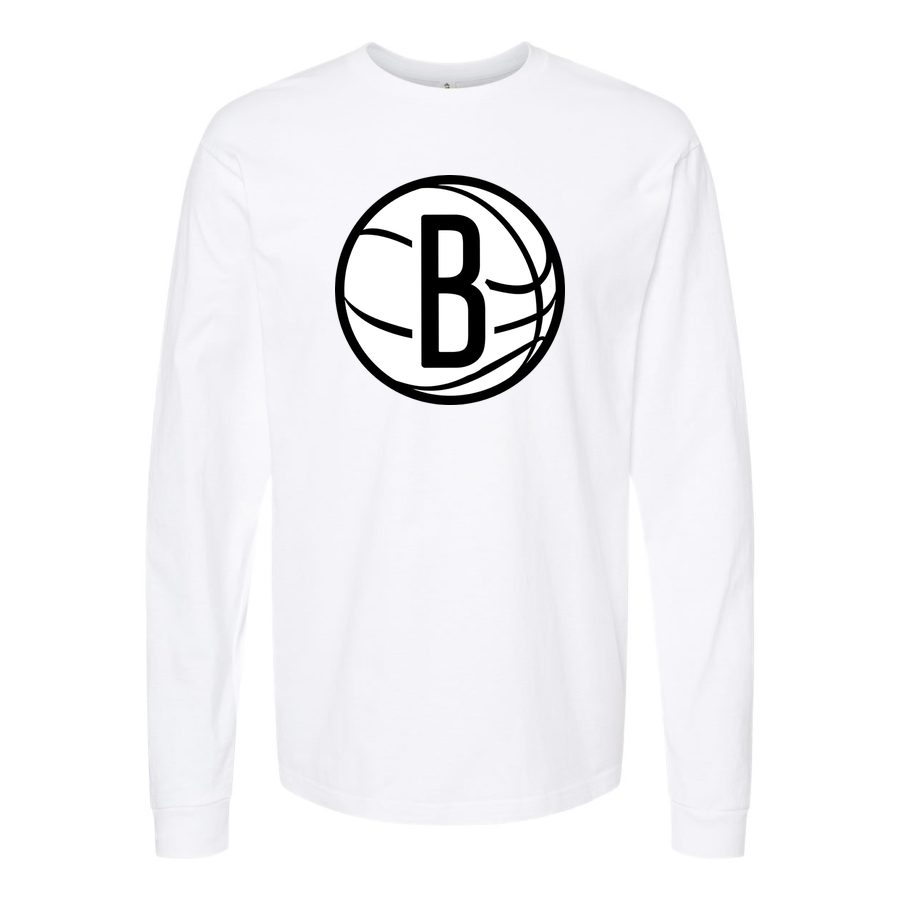 Men's Brooklyn Nets Long sleeves Cotton Blend T-Shirt - White