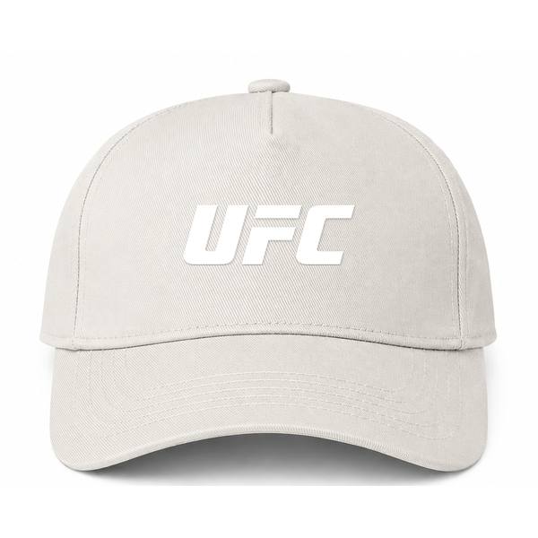 UFC White Logo Beige Dad Baseball Cap Hat