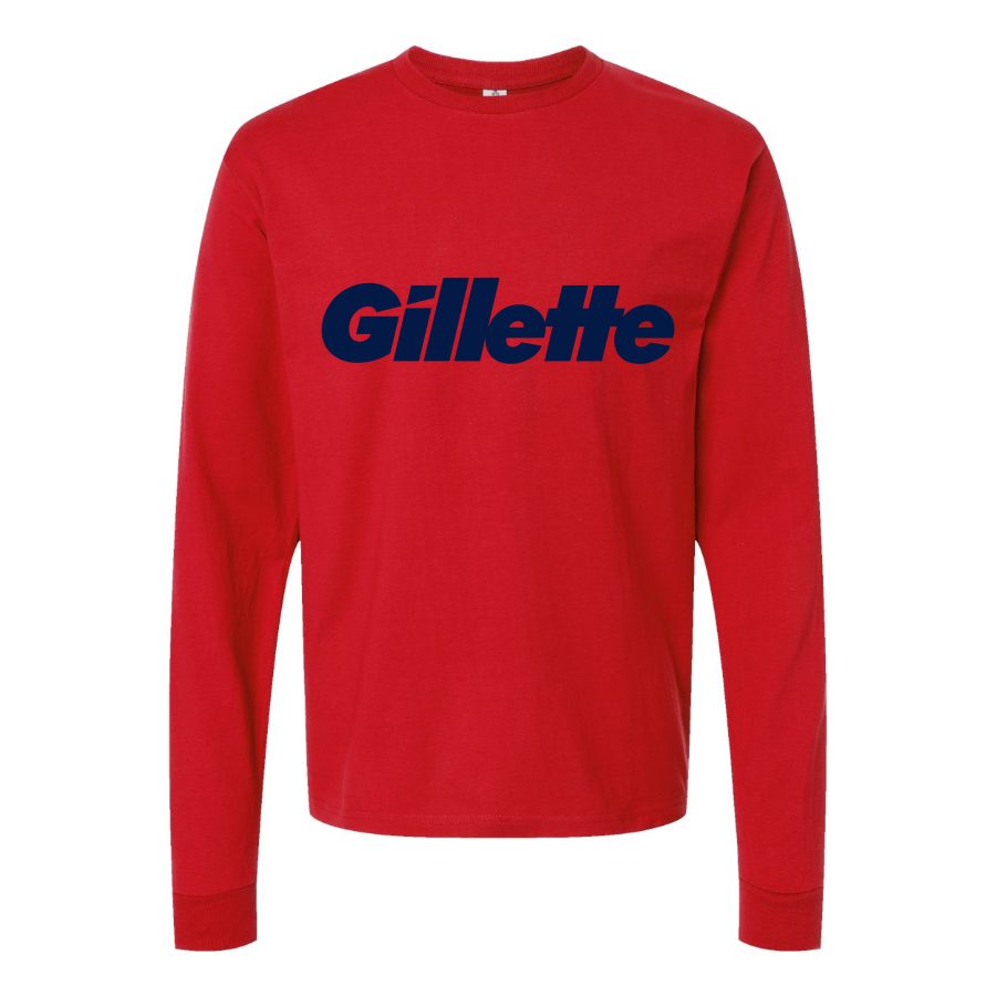 Men's Gillette-logo-1536x922 Long sleeves Cotton Blend T-Shirt - Red