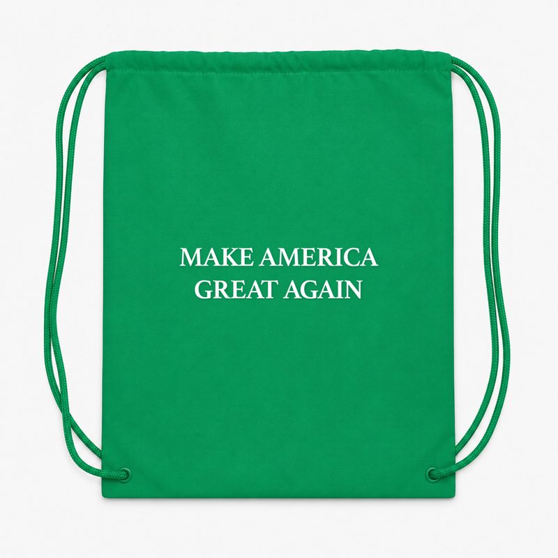 Make America Great Again White Drawstring Bag - Green