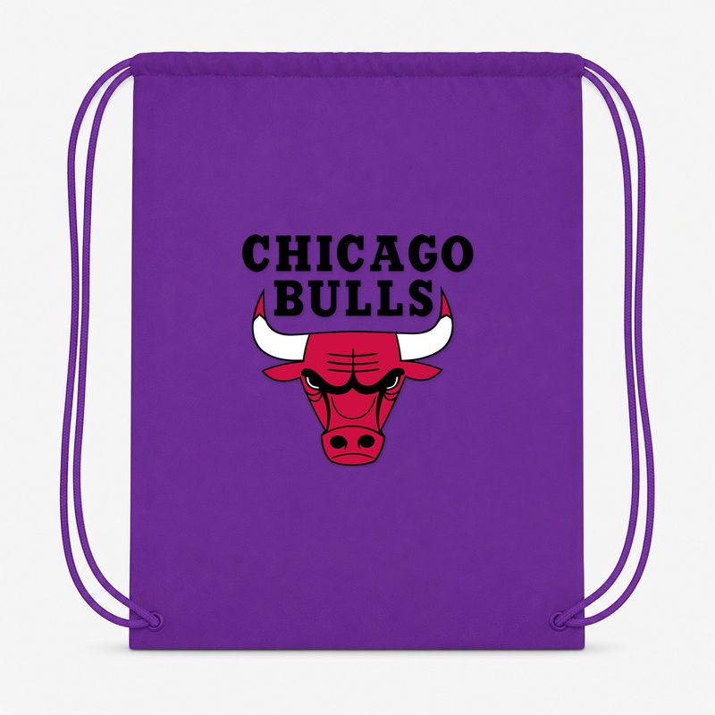 Chicago Bulls Black Drawstring Bag - Purple