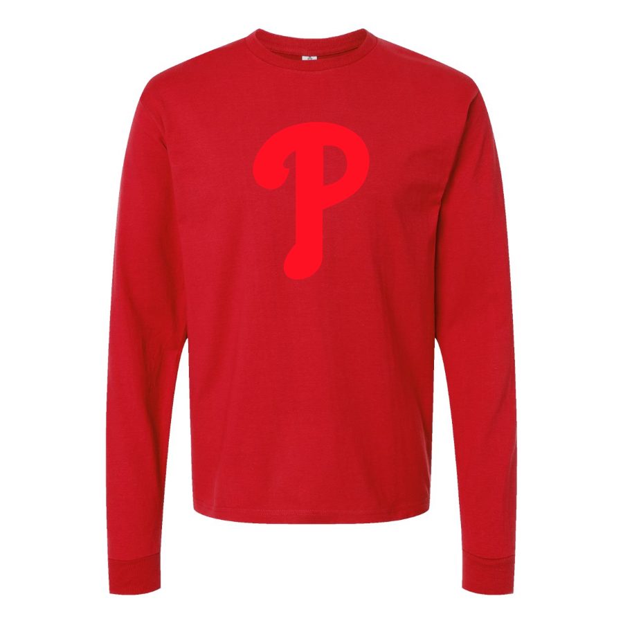 Men's Philadelphia Phillies Long sleeves Cotton Blend T-Shirt - Red