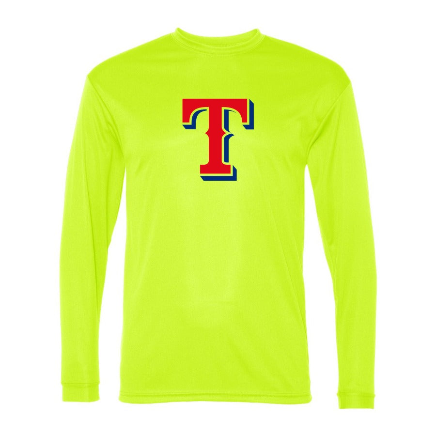 Men's Texas Rangers Polyester Long Sleeve T-Shirt - Safety Yellow