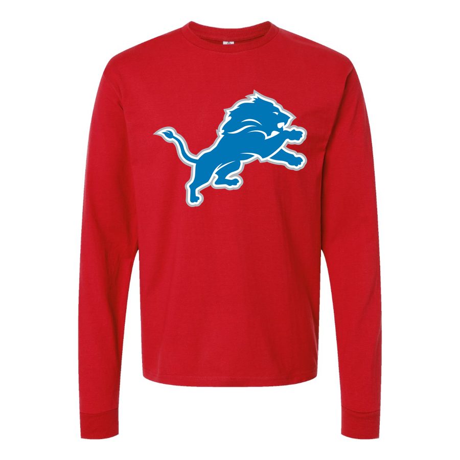 Men's Detroit Lions Long sleeves Cotton Blend T-Shirt - Red