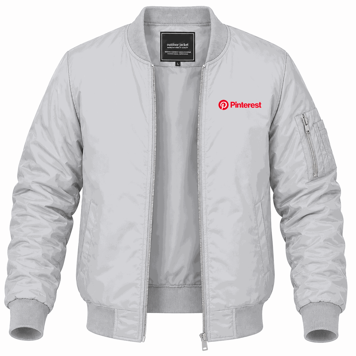 Men's Pinterest Lightweight Bomber Jacket - Gray
