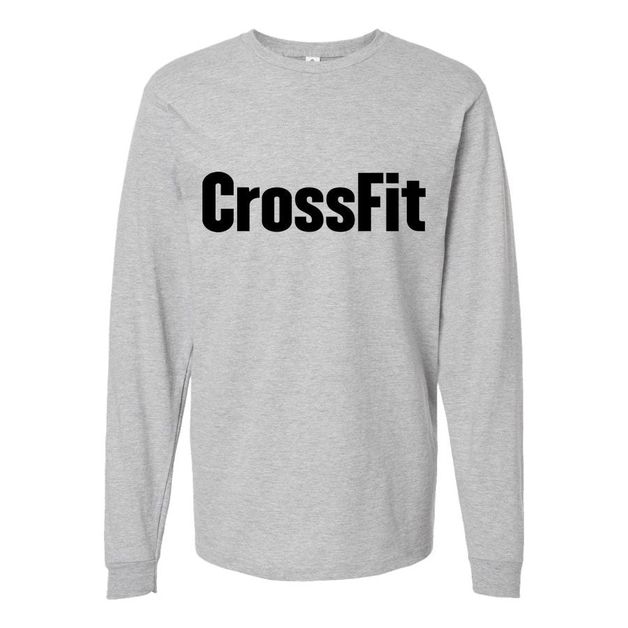 Men's CrossFit-Logo-1536x864 Long sleeves Cotton Blend T-Shirt - Gray
