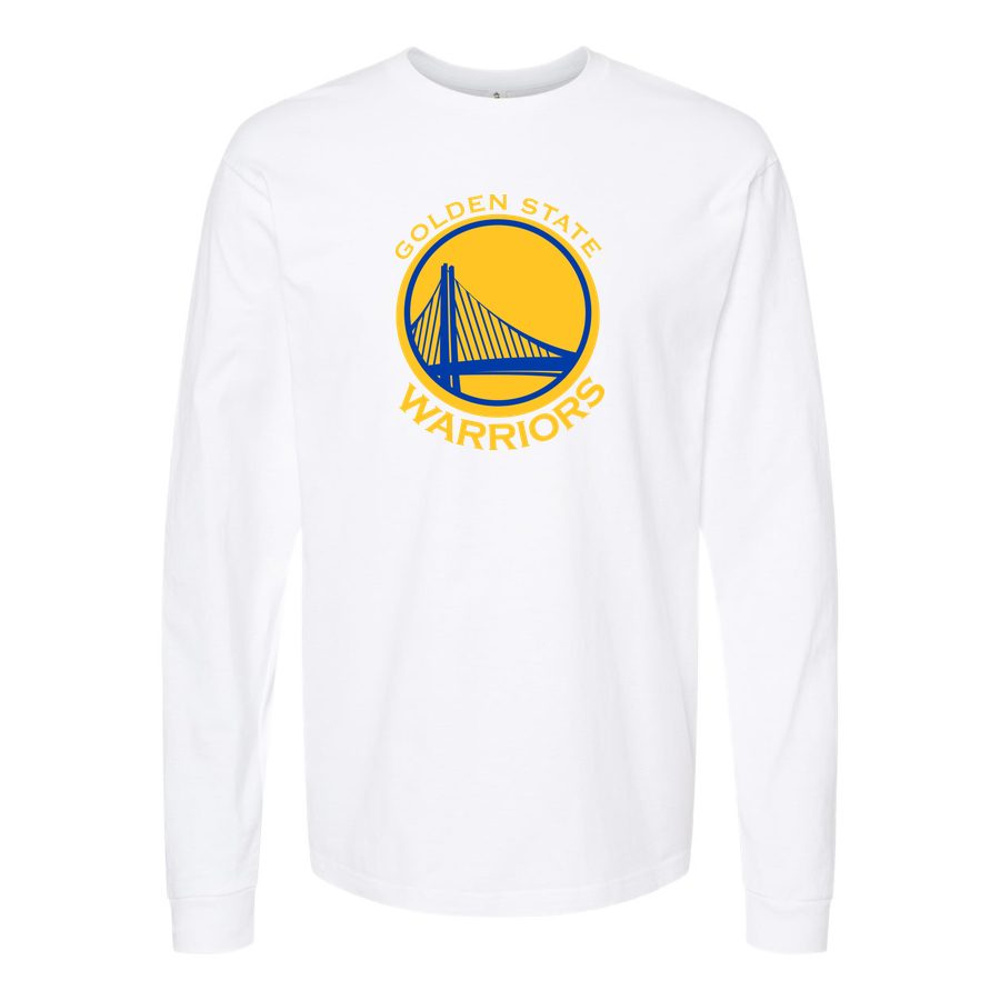 Men's Golden states warrior yellow Long sleeves Cotton Blend T-Shirt - White