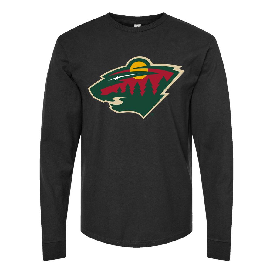 Men's Minnesota Wild Long sleeves Cotton Blend T-Shirt - Black